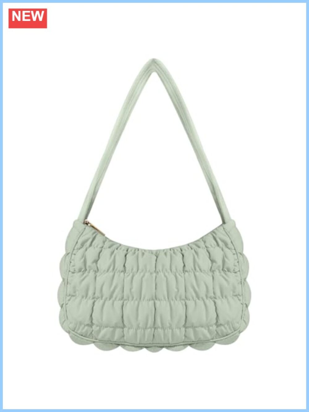 Lightweight Quilted Nylon Crescent Puffer Tote Shoulder Bag